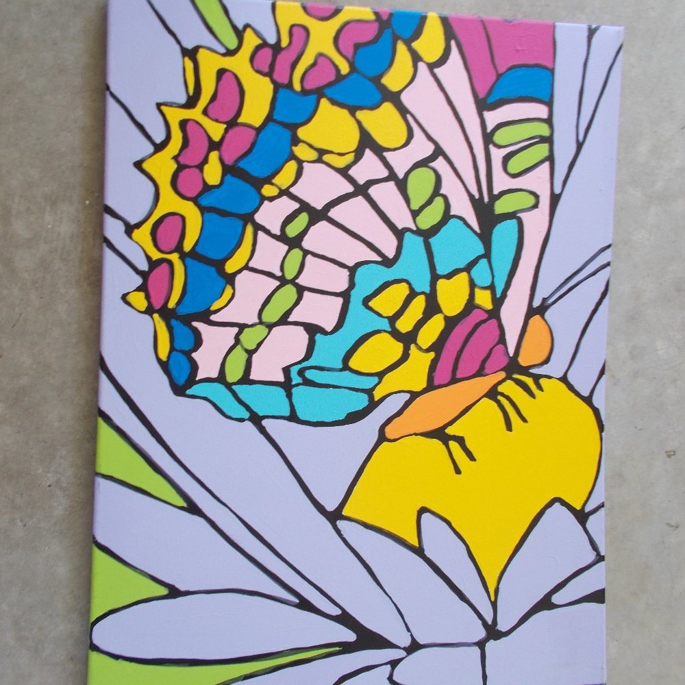 Butterfly Fun acrylic painting, 18"x24" - Picture 4 of 5